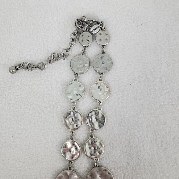 Chico's Long Polished Silver-Tone Hammered Disc 39” Chain Adjustable Necklace - Picture 6 of 8